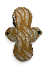 Load image into Gallery viewer, 10 inch heavy absorbency reusable cotton pads, sanitary napkins, reusable pads, plumes on gold