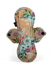 Load image into Gallery viewer, 10 inch heavy absorbency reusable pads, sanitary napkins, reusable pads, peach floral, cotton topper