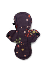 Load image into Gallery viewer, 10 inch heavy absorbency reusable pads, sanitary napkins, reusable pads, burgundy floral, organic cotton topper,