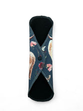 Load image into Gallery viewer, 8 inch heavy absorbency reusable pads, sanitary napkins, reusable pads, blue Highland cows, organic cotton topper, zorb