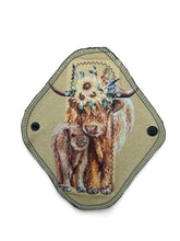 Load image into Gallery viewer, 8 inch heavy absorbency reusable pads, sanitary napkins, reusable pads, yellow Highland cows, organic cotton topper, zorb