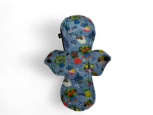 Load image into Gallery viewer, 14 inch blue Heavy Absorbency Reusable Cotton Pads – Eco-Friendly Sanitary Napkins with Organic Bamboo Core, Water-Resistant Fleece Bottom,