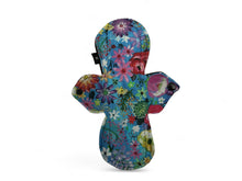 Load image into Gallery viewer, 12 inch heavy or moderate absorbency reusable cotton pads, sanitary napkins, reusable pads, spring blue floral, cloth period pads, no leak