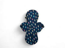 Load image into Gallery viewer, 11 inch moderate absorbency reusable cotton pads, sanitary napkins, reusable pads, reusable period pads, long overnight pad, blue ice cream