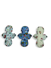 Load image into Gallery viewer, 10-Inch Reusable Cotton Pads Bundle | Moderate Absorbency Sanitary Napkins | Organic Bamboo Core | Assorted Patterns | Eco-Friendly Pads