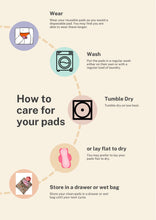 Load image into Gallery viewer, 11 inch heavy absorbency reusable cotton pads, sanitary napkins, reusable pads, cream peonies