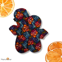 Load image into Gallery viewer, 12 inch heavy or moderate absorbency reusable cotton pads, sanitary napkins, reusable pads, washable cotton pads, leakproof, dark floral
