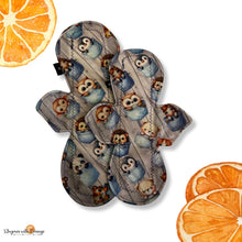 Load image into Gallery viewer, 10 inch heavy or moderate absorbency reusable cotton pads, sanitary napkins, reusable pads, washable cotton pads, leakproof, animal pockets