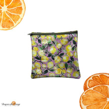 Load image into Gallery viewer, Waterproof Zipper Wet Bag: Reusable Leak Proof Pouch, Lemons on Pink (7x7)
