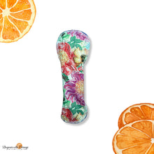 Load image into Gallery viewer, 12 inch assymetrical heavy absorbency reusable cotton pads, sanitary napkins, reusable pads, spring floral, front bleeder, back bleeder pad