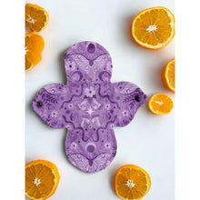 Load image into Gallery viewer, 8 inch moderate liner absorbency reusable cotton pads, sanitary napkins, reusable pads, lilac feminist, teenager gift, women’s gift