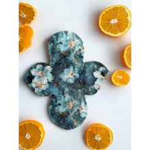 Load image into Gallery viewer, 8 inch moderate liner absorbency reusable cotton pads, sanitary napkins, reusable pads, teal floral , teenager gift, women’s gift