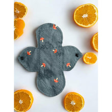 Load image into Gallery viewer, 8 inch heavy liner absorbency reusable cotton pads, sanitary napkins, reusable pads, green tiny mushroom, teenager gift, women’s gift