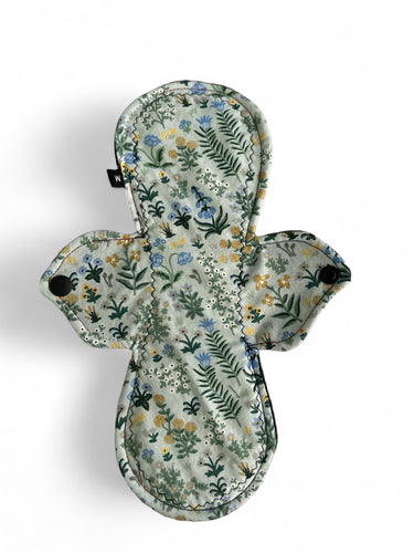 10 inch heavy or moderate absorbency reusable cotton pads, sanitary napkins, reusable pads, blue meadow