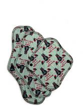 Load image into Gallery viewer, 12 inch, 10 inch, 8 inch heavy absorbency reusable organic cotton pads, sanitary napkins, feminist reusable pads, womens rights, uterus
