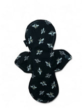 Load image into Gallery viewer, 12 inch Reusable Menstrual Pads with bumble Design- heavy flow absorbency reusable cotton pads, sanitary napkins, cloth pads, dark heavy set

