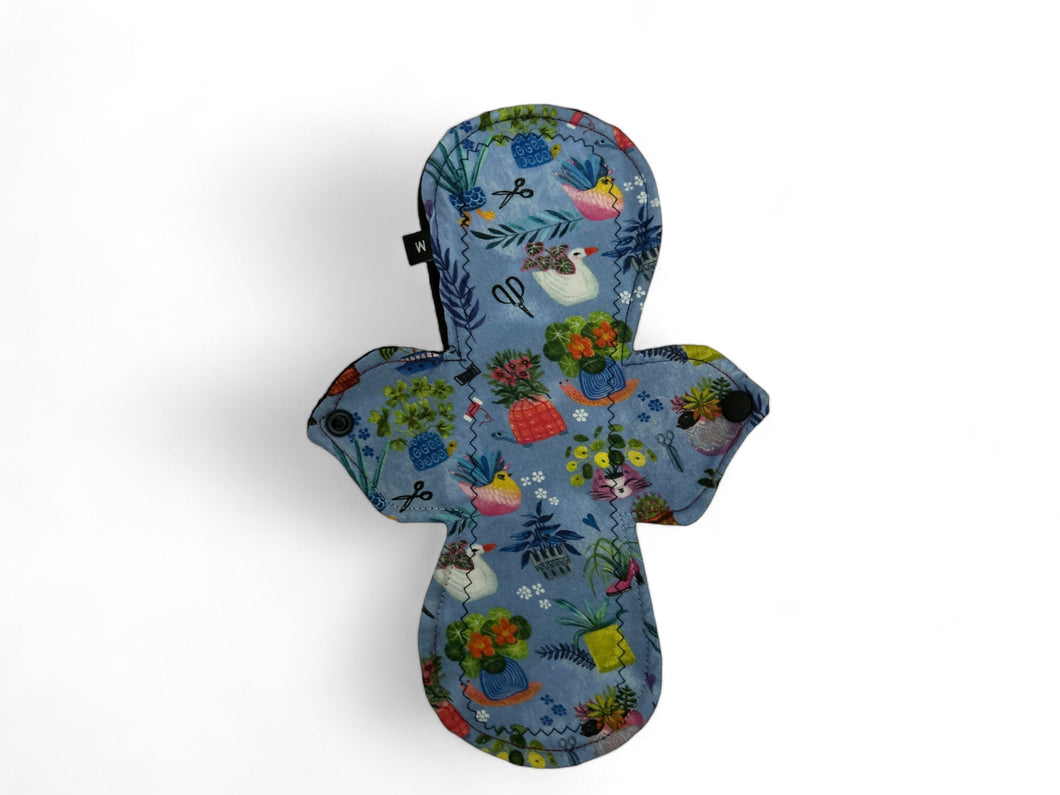 Blue Reusable Cotton Pad: Heavy Absorbency, Organic Bamboo Core (8 inch)