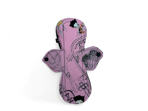 10 inch heavy or moderate absorbency reusable cotton pads, sanitary napkins, reusable pads, pink zombies