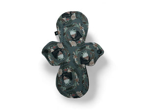 11" Heavy Absorbency Reusable Cloth Pads, Cotton Topper, and Water-Resistant - Comfortable and Sustainable Sanitary Napkins, Frogs on Grey