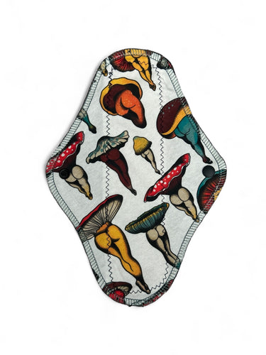 10 inch Mushroom Legs heavy absorbency reusable pads, sanitary napkins, reusable pads, organic cotton topper,
