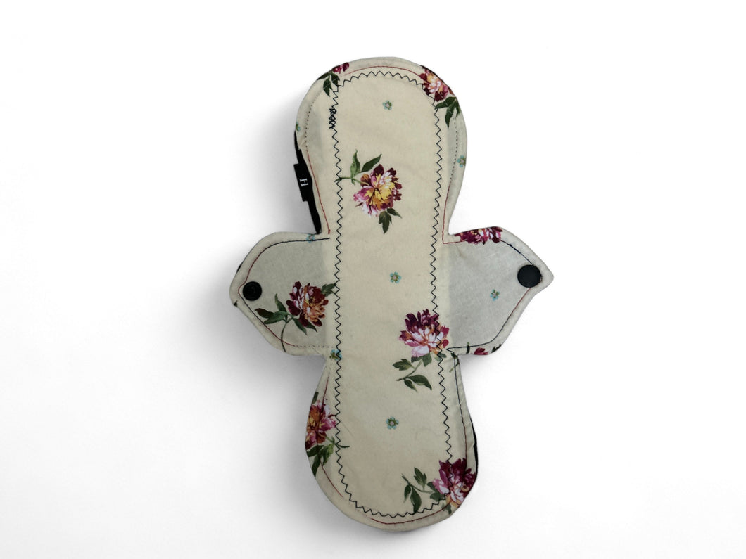10 inch heavy or moderate absorbency reusable cotton pads, sanitary napkins, reusable pads, cream peonies