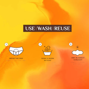 12” Moderate Absorbency Reusable Pads, Cotton Topper, and Water-Resistant, Comfortable and Sustainable Sanitary Napkins, orange cone flower
