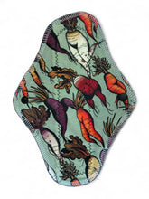 Load image into Gallery viewer, 10 Inch Pad, Green Veg Cloth Pad, Sustainable Period Pad, Winged Pad, Cloth Period Pad, Organic Cotton Pad, Bamboo Pad, Reusable Panty Liner
