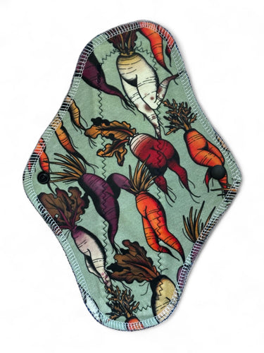 10 Inch Pad, Green Veg Cloth Pad, Sustainable Period Pad, Winged Pad, Cloth Period Pad, Organic Cotton Pad, Bamboo Pad, Reusable Panty Liner