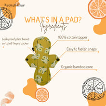 Load image into Gallery viewer, 12 inch Heavy Absorbency Reusable Cotton Sanitary Pads, Organic Bamboo Core, Water-Resistant Fleece Bottom, Greenery
