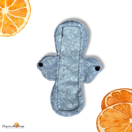 10 inch heavy absorbency reusable pads, sanitary napkins, reusable pads, mushrooms, cotton topper, cloth pads, heavy flow reusable pad