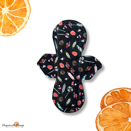 8 Inch Reusable Cloth Pad: Heavy Absorbency, Bon Bons on Cotton Topper