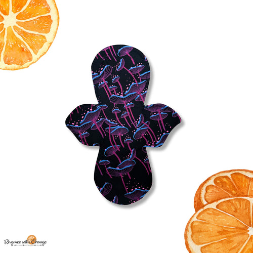 Reusable Cotton Cloth Pad (Moderate Absorbency) - black mushrooms, 10 inch