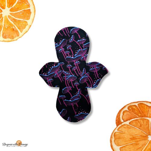 Reusable Cotton Cloth Pad (Heavy Absorbency) - black mushrooms, 10 inch