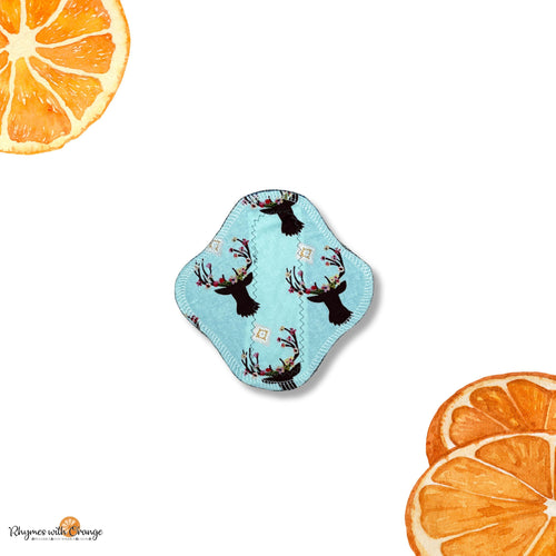 6 Inch Reusable Cloth Pad: Organic Bamboo, moderate Absorbency, deer