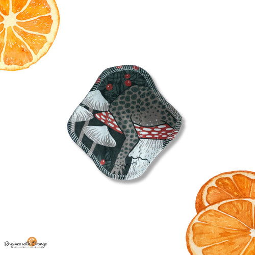 6 Inch Reusable Cloth Pad: Organic Bamboo, moderate Absorbency, Toadstool