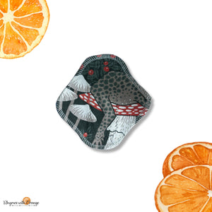 6 Inch Reusable Cloth Pad: Organic Bamboo, moderate Absorbency, Toadstool