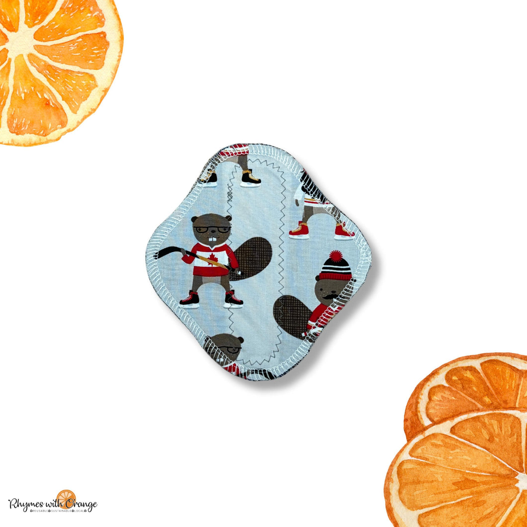 6 Inch Reusable Cloth Pad: Organic Bamboo, moderate Absorbency, Canadian beavers